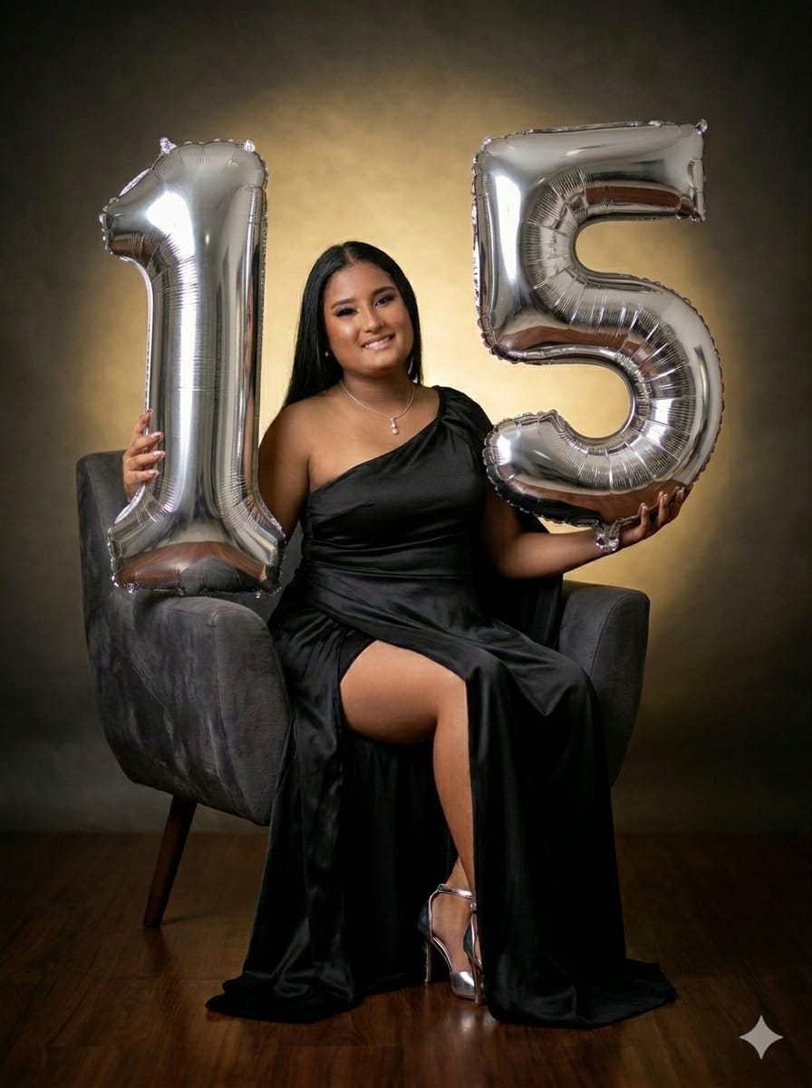 Alicya celebrando seus 15 anos