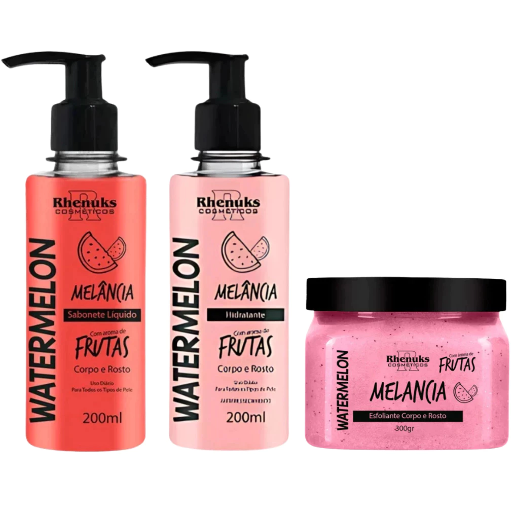 Kit Sabonete + Hidratante + Esfoliante Rhenuks 200ml — 10 Fragrâncias