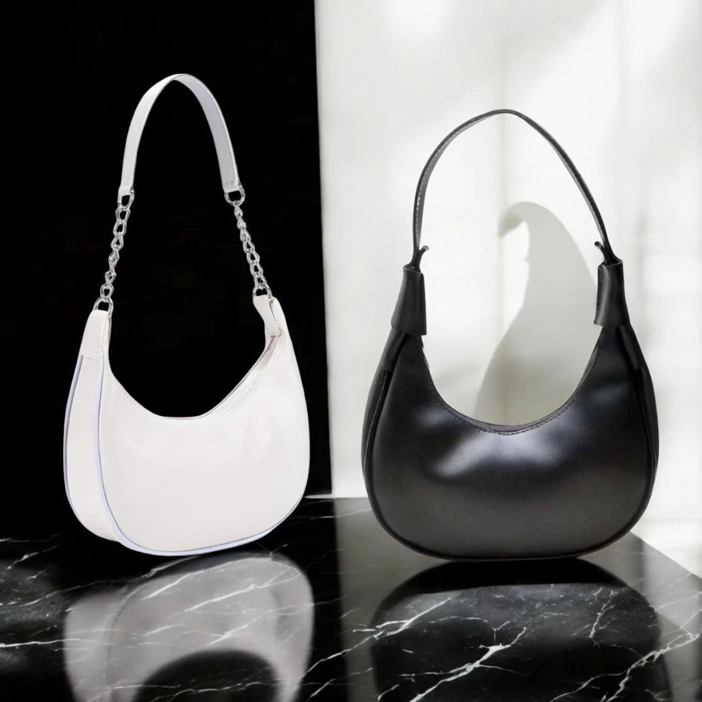 Kit 2 Bolsa Feminina Meia Lua de Corrente