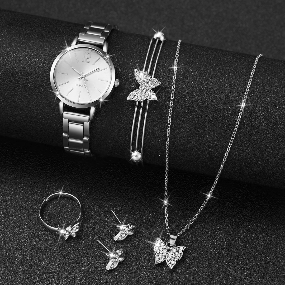 Elegante Relógio Quartzo Feminino com Strass