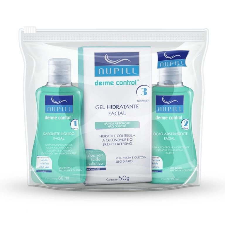 Kit Nupill Derme Control Anti-Acne Sabonete, Gel e Loção Adstringente