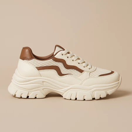 Tênis Feminino Chunky Tratorado Minimalista Dia a Dia Nude Marrom Promoção Envio Imediato Relâmpago